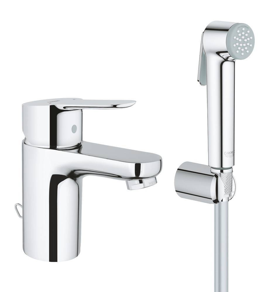 Смеситель для раковины GROHE BauEdge с гигиеническим душем, хром (23757000)  #1