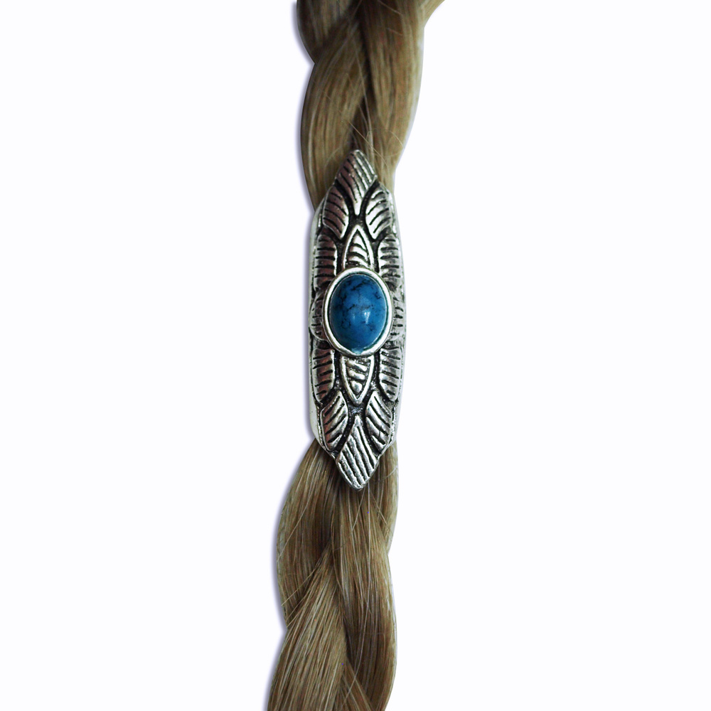 Кольцо для волос и бороды Коготь с голубым камнем, цвет серебро, 8,5 мм, 1 шт  #1