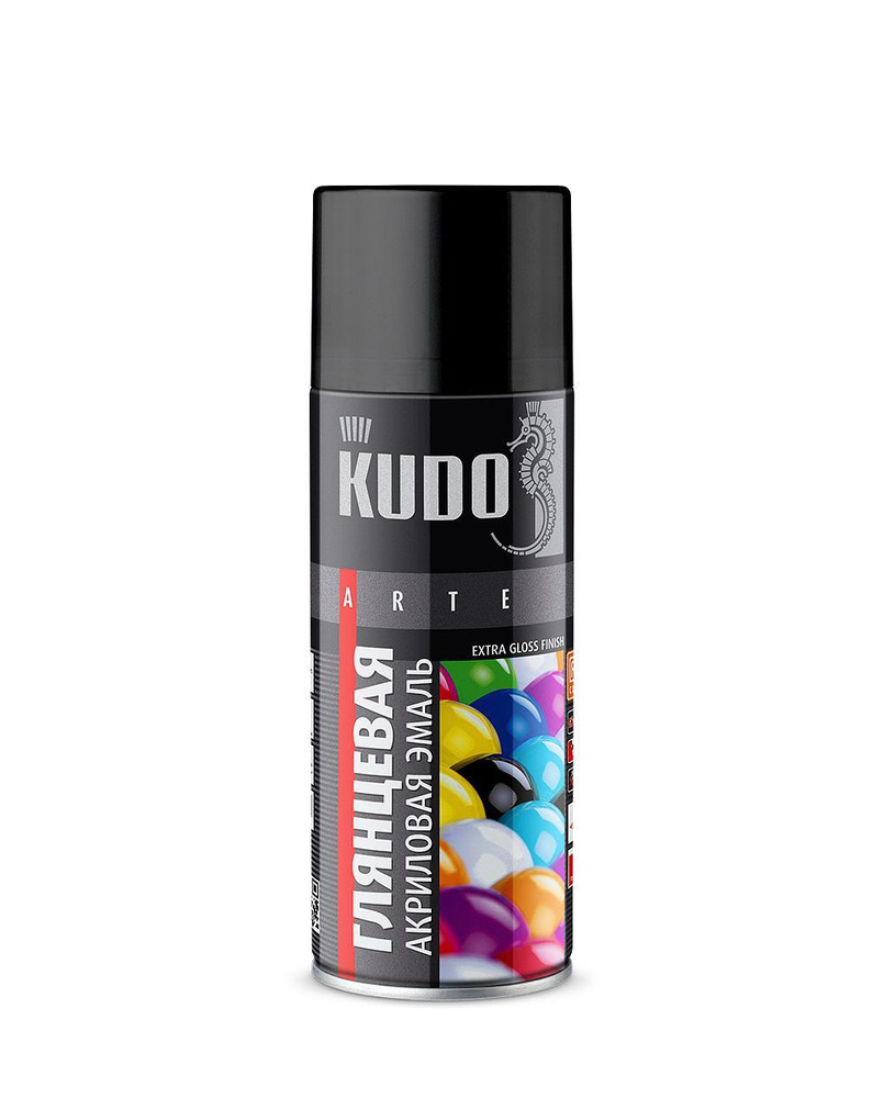KUDO Аэрозольная краска Быстросохнущая, Гладкая, до 50°, Акриловая, Глянцевое покрытие, 0.52 л, 0.52 #1
