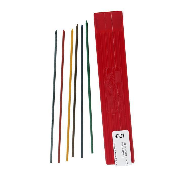 Набор цветных грифелей (стержни) для цанговых карандашей 2.0 мм, 6 штук Koh-I-Noor 4301  #1