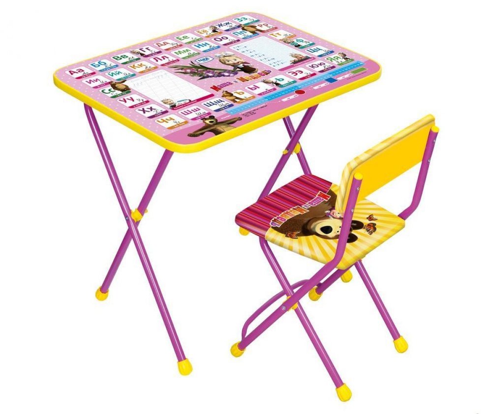Комплект детской мебели Маша и медведь / Цвет розовый / Стол с мягким стулом / С 3 до 7 лет  #1