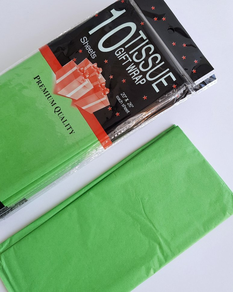 Бумага упаковочная тишью, зеленый, 50 см х 66 см (10шт) #1