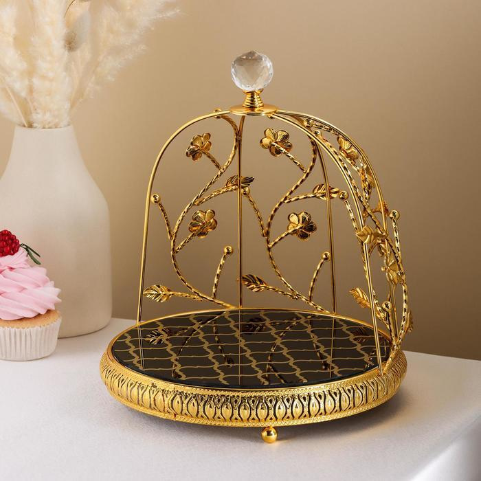Подставка для десертов круглая Алюр , 22 22 26 см, цвет металла золотой  #1