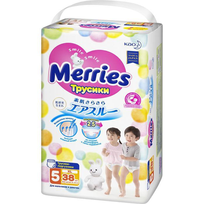 Подгузники-трусики Merries, размер XL (12-22 кг) 38 штук #1