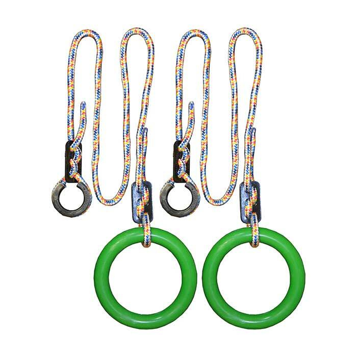 Кольца гимнастические детские спортивные для турника круглые (комплект: 2 кольца, шнур, крепление) Зеленые #1