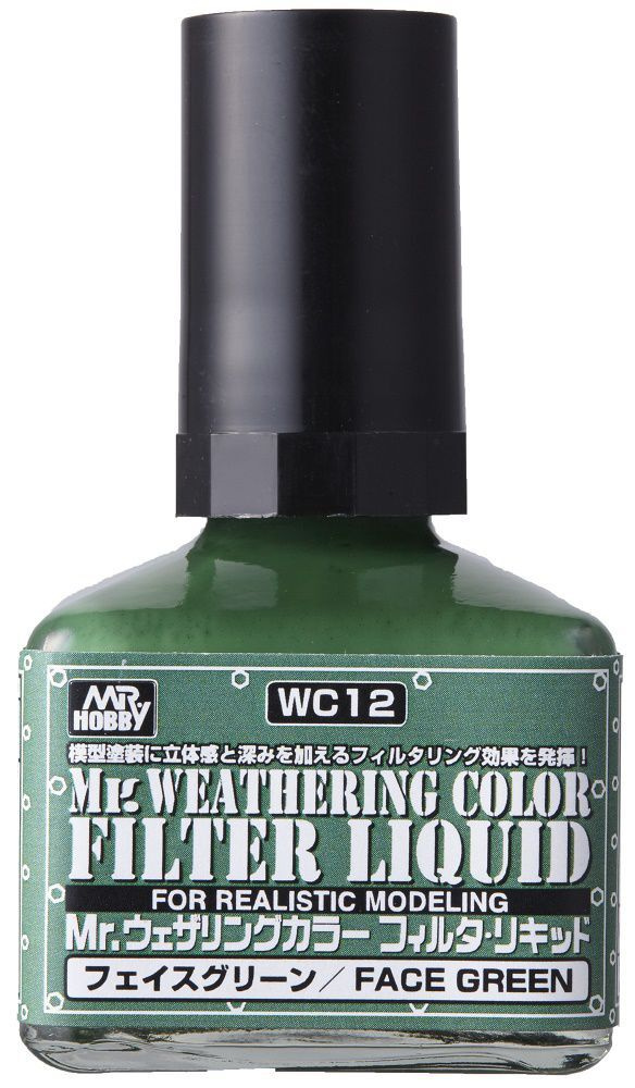 MR.HOBBY Mr.Weathering Color Face Green, Зеленый, Смывка для везеринга без кисточки, 40 мл  #1
