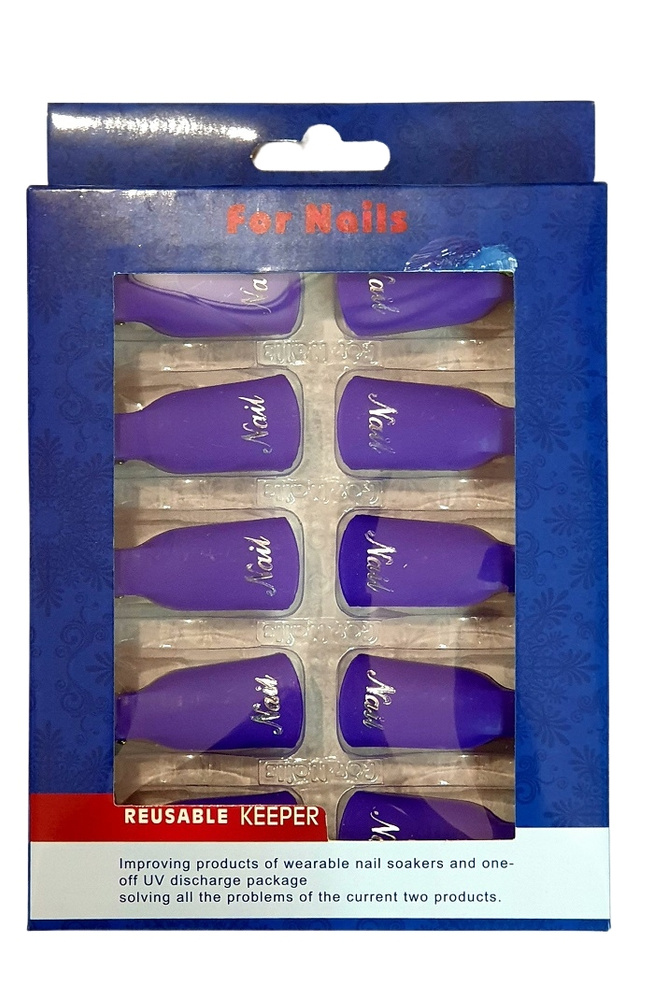 Зажим для снятия гель лака, защитные колпачки- прищепки для ногтей, фиолетовые, 10 шт.  #1