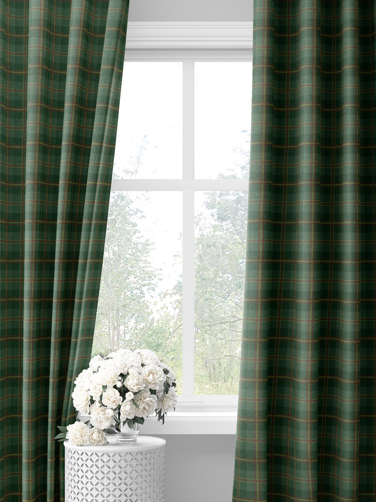 Комплект зеленых штор в шотландскую клетку decoracion (145х275х2шт)  #1