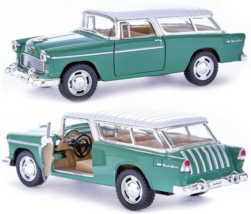 Машинка металлическая Kinsmart 1:40 1955 Chevrolet Nomad 5331DKT инерционная, двери открываются / Зелено-белый #1