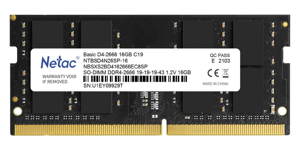 Netac Оперативная память SO-DIMM DDR4 Basic 1x16 ГБ (NTBSD4N32SP-16) #1