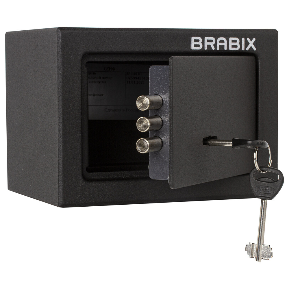 Сейф мебельный Brabix "SF-140KL", 140х195х140 мм, ключевой замок, черный (S103BR210114)  #1
