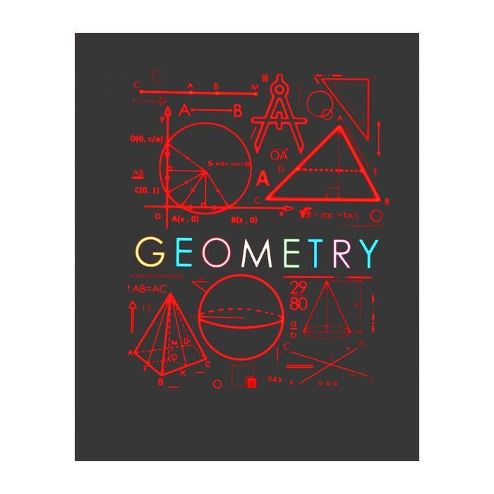Тетрадь предметная "Супернеон", 48 листов в клетку "Геометрия", со справочным материалом, обложка мелованный #1