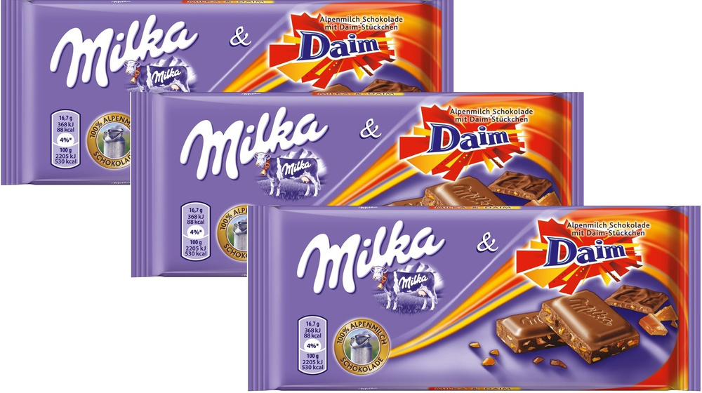 Шоколадная плитка Milka Daim / Милка Дайм 3 шт. 100 г. (Германия)  #1
