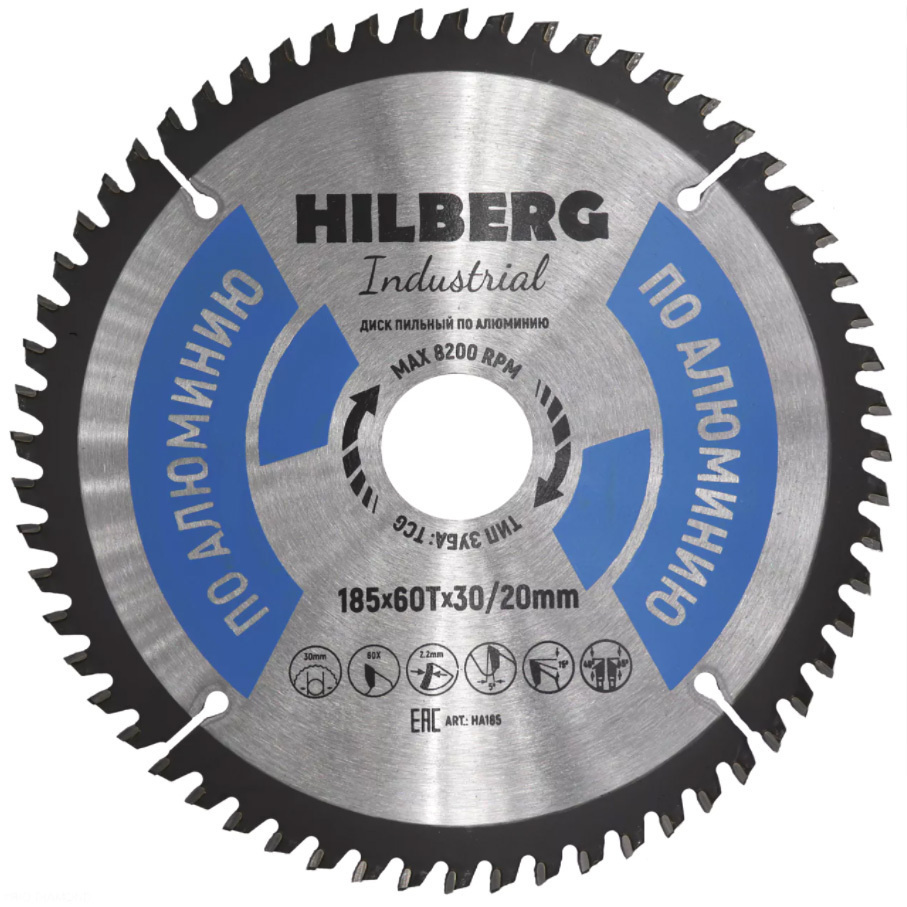 Диск пильный 185*30/20*60T Hilberg Industrial Алюминий #1