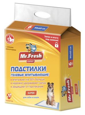 Подстилка-пеленка для кошек и собак Expert Super, впитывающая, 90 см*60 см, . F509, 0,500 кг (4 шт.) #1