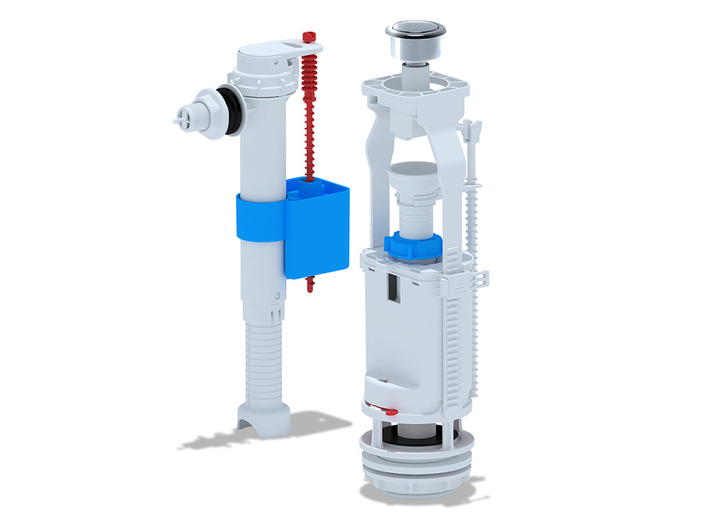 Арматуры для бачка унитаза АНИ пласт WC8010C однорежимная с боковой подводкой 1/2" хромированная кнопка #1