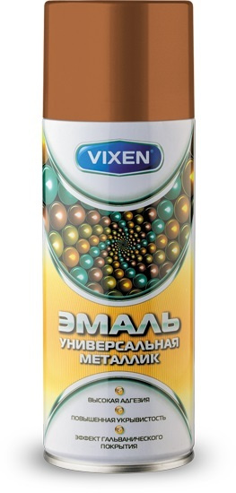 Эмаль универсальная металлик Vixen аэрозоль, медь VX-19300, 520мл  #1