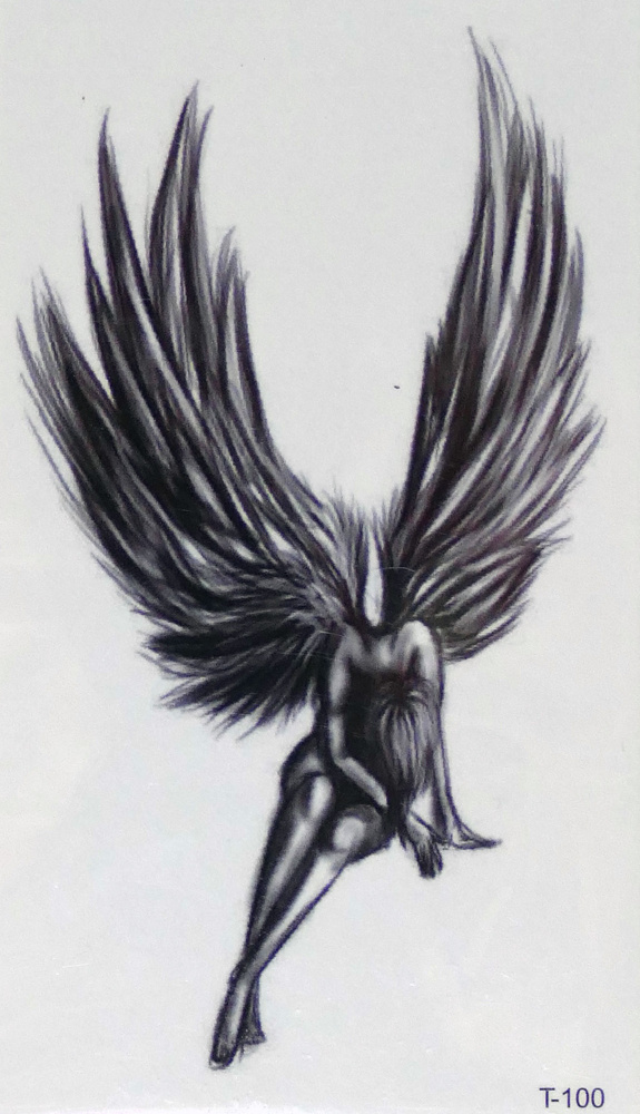 Татуха-муха / Девушка ангел / временная татуировка / 6х11 см  #1