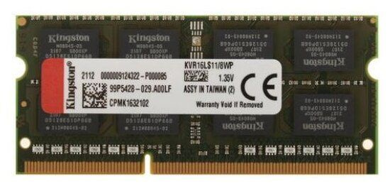 Kingston Оперативная память ValueRAM DDR3 1600 МГц 1x8 ГБ (KVR16LS11/8WP) #1
