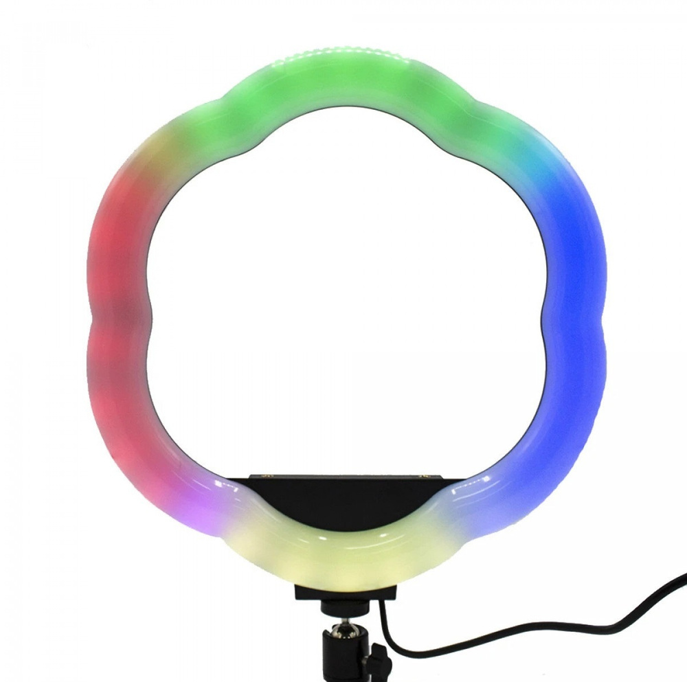 Кольцевая светодиодная LED-Лампа LC-318 RGB 33 см в форме цветка с двумя зажимами для смартфонов  #1