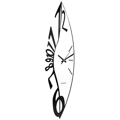 Часы настенные "Овал" 14х57х2,3см мягкий ход циферблат серый пластм. черный (Китай)  #1