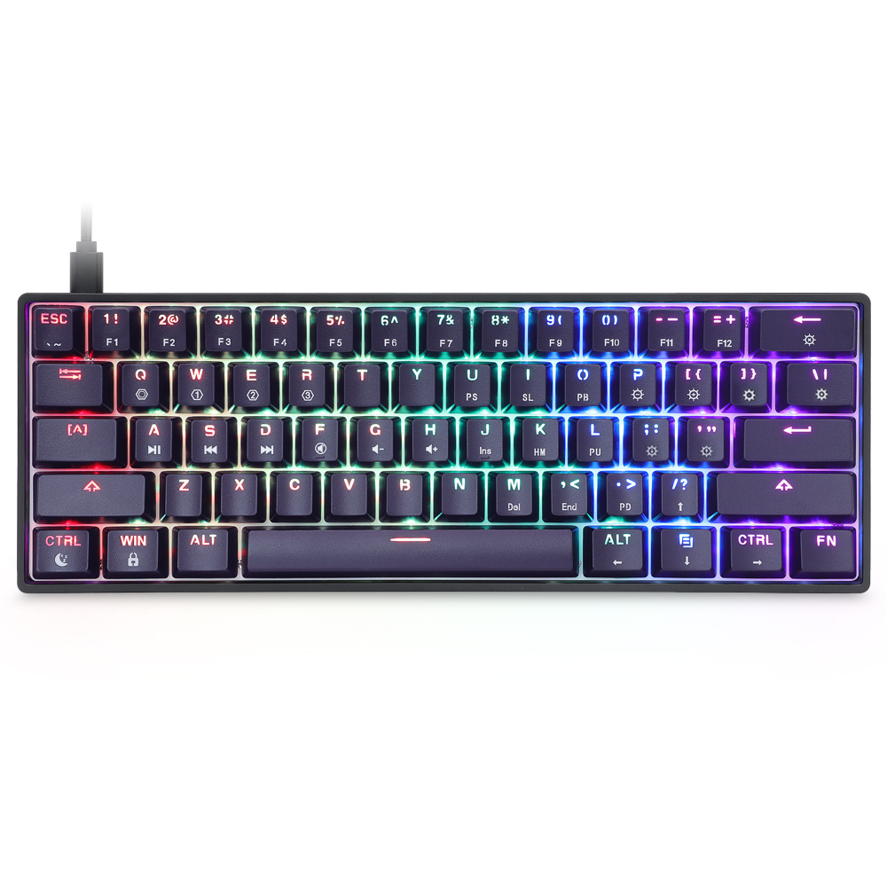 Игровая механическая клавиатура Skyloong GK61 черная с RGB подсветкой на Gateron Red. Уцененный товар #1