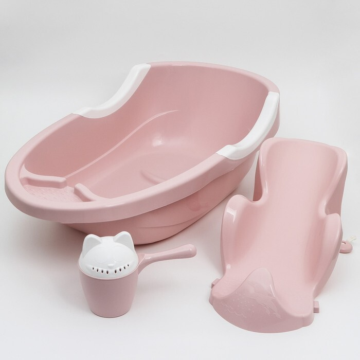 Набор для купания детский, ванночка 86 см., горка, ковш -лейка, цвет розовый  #1