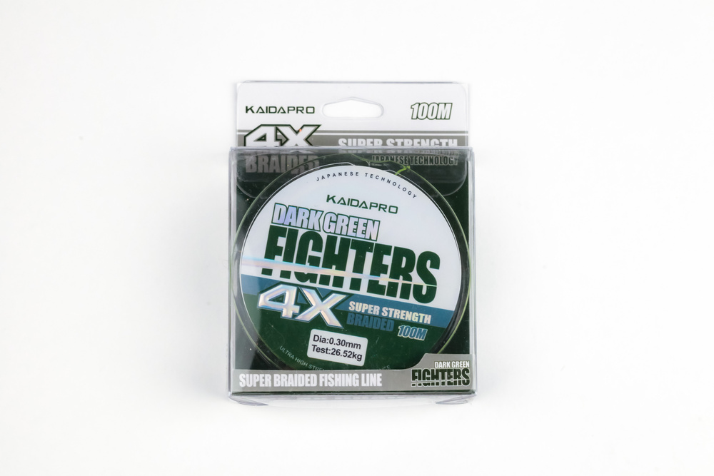 KAIDA Плетеный шнур FIGHTERS 4X dark green PX402-30 100м 0,30мм плетенка кайда  #1