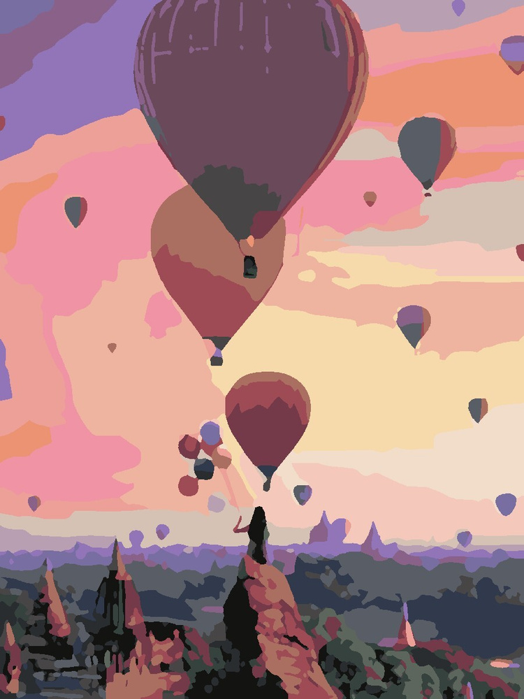 Картина по номерам Hobruk "Воздушные шары", на холсте на подрамнике 40х50, раскраска по номерам, девушка #1