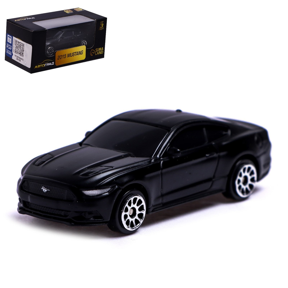 Машинка металлическая Автоград "FORD MUSTANG" чёрно-матовая, 1:64, для мальчика, коллекционная модель #1