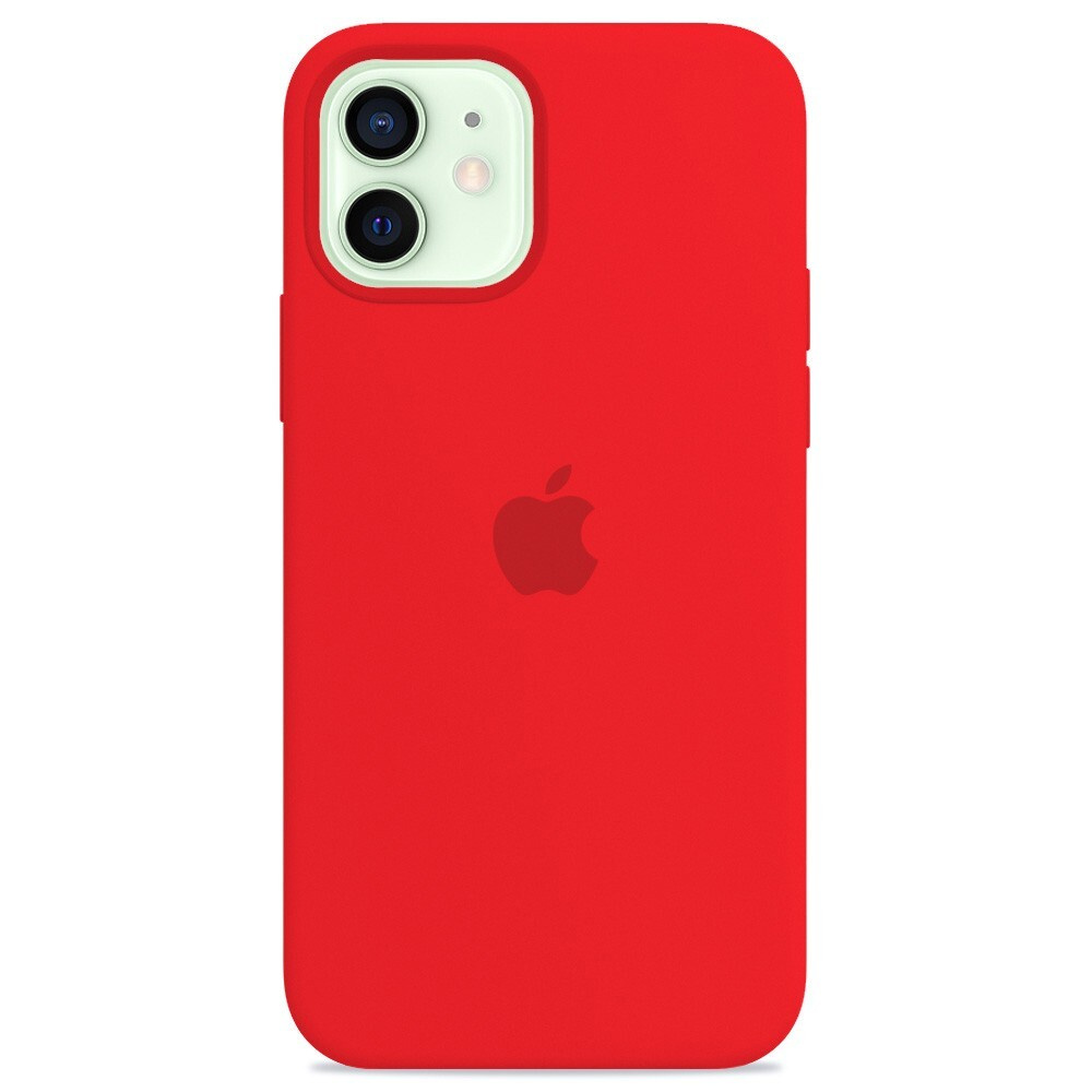 Силиконовый чехол для смартфона Silicone Case на iPhone 12 / Айфон 12 с логотипом, красный  #1