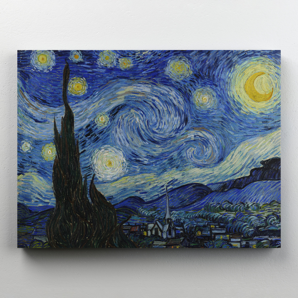 Интерьерная картина на холсте, репродукция "Звёздная ночь - Винсент Ван Гог" размер 100x75 см  #1
