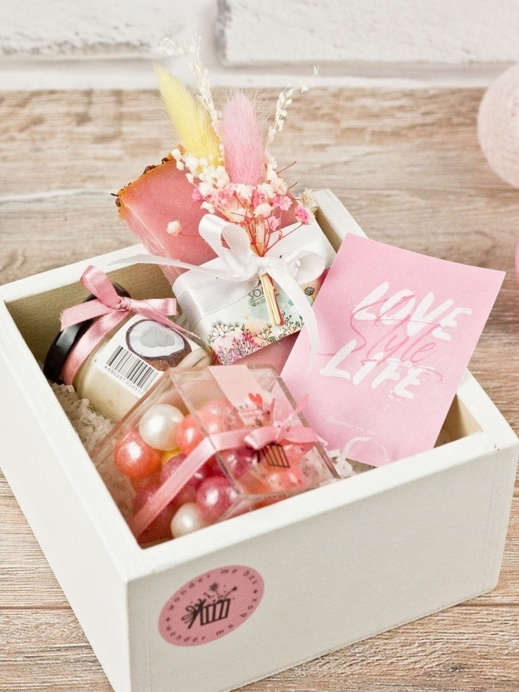 Подарочный набор женский "Перламутровые искры" в деревянном ящике Wonder me box- Оригинальный подарок #1