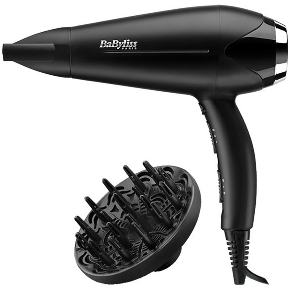 BaByliss Фен для волос D570DE 2200 Вт, скоростей 2, кол-во насадок 2, черный, серебристый  #1