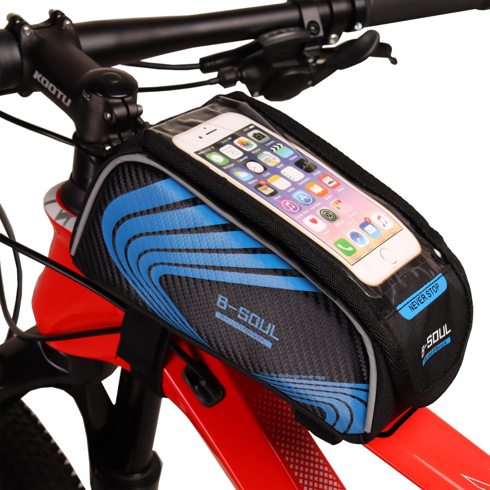 Сумка велосипедная на раму BICYCLE SOUL, TPU стенки корпуса, с отделением для смартфона, основной отсек #1