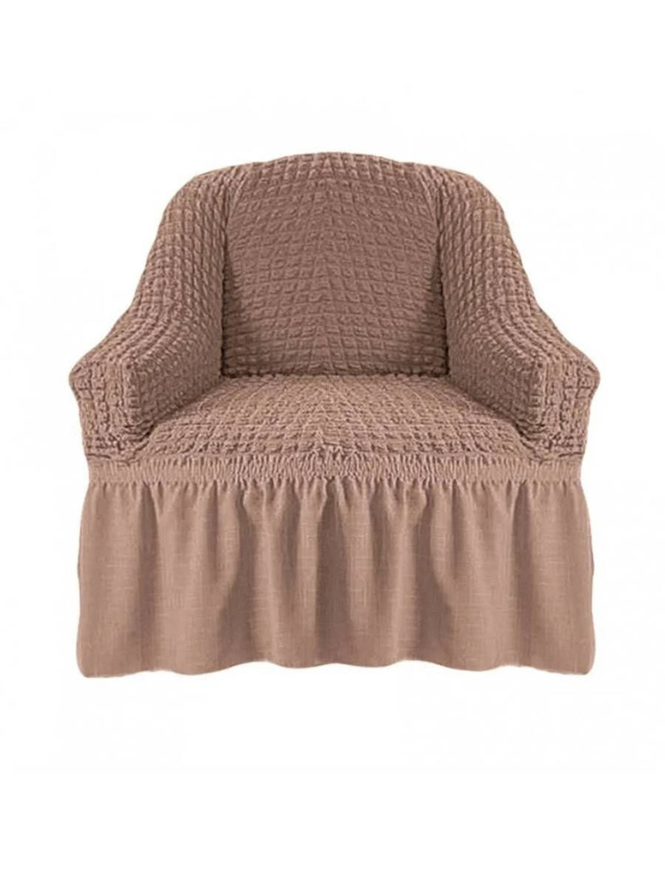 Чехол на кресло с оборкой, на резинке, универсальный, натяжной, накидка - дивандек на кресло  #1