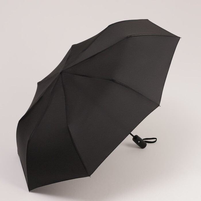 Зонт полуавтоматический "Однотонный", 3 сложения, 8 спиц, радиус 49 см, цвет чёрный  #1