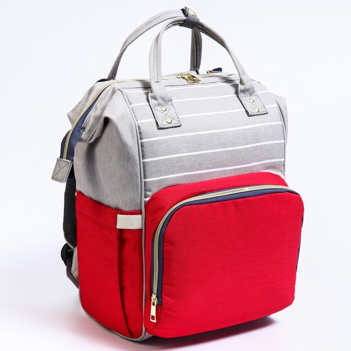 Сумка-рюкзак для хранения вещей малыша, цвет серый/красный  #1