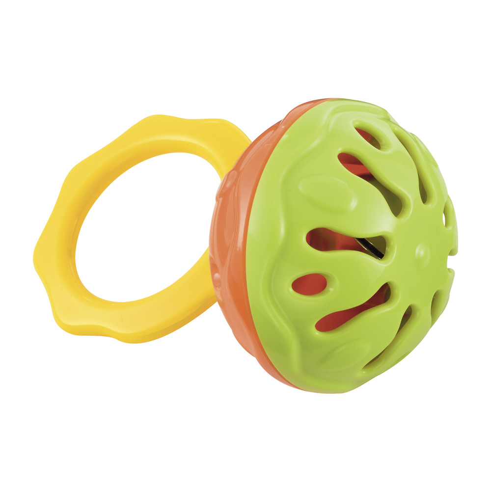 Погремушка для новорожденного с ручкой Halilit - Мини-колокольчик, игровая развивающая 3м+, цвет: зелено-оранжевый #1
