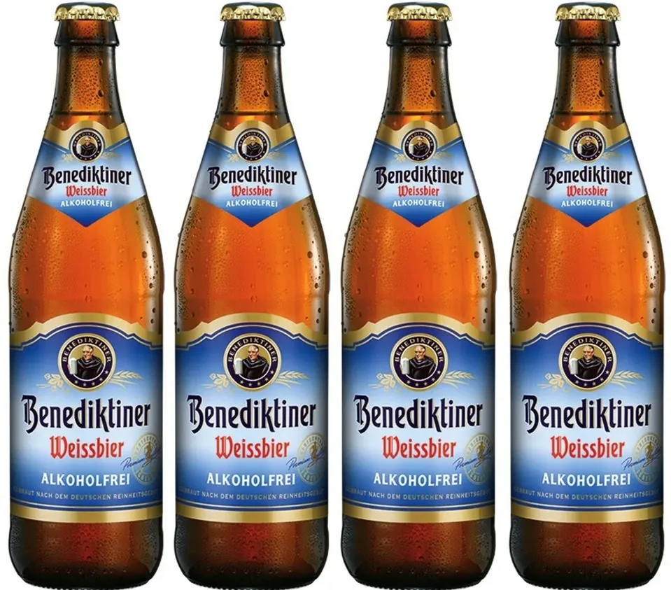 Пиво светлое нефильтрованное Benediktiner Weissbier безалкогольное, 4 шт по 0.5л  #1