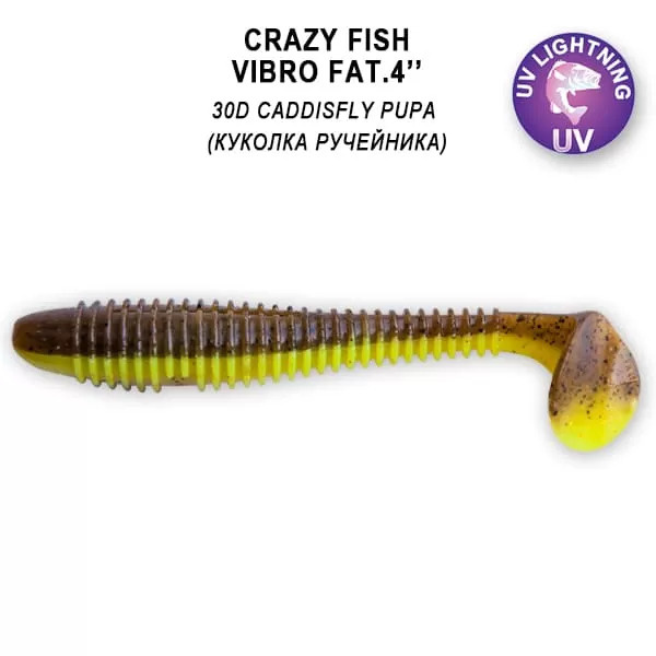 Силиконовые приманки Crazy Fish Vibro fat 4" 15-100-30d-6, 4шт. #1