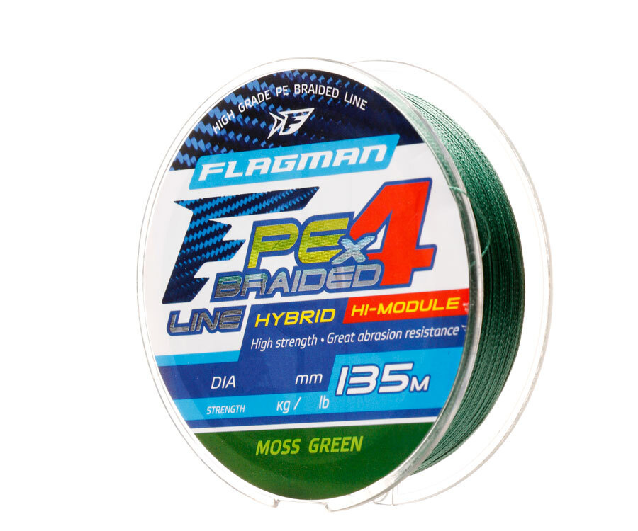 Шнур плетеный FLAGMAN PE Hybrid F4 135м Цвет: MossGreen (0,16мм 9,1кг 20lb) #1