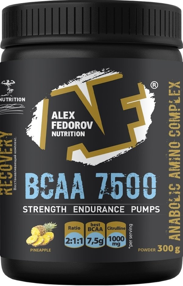 Алекс Федоров Нутришн BCAA 7500 порошок 300г банка со вкусом ананаса  #1