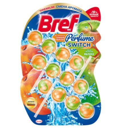 Блок для унитаза BREF Perfume Switch Сочный персик, яблоко, 3x50 г - 2 упаковки  #1