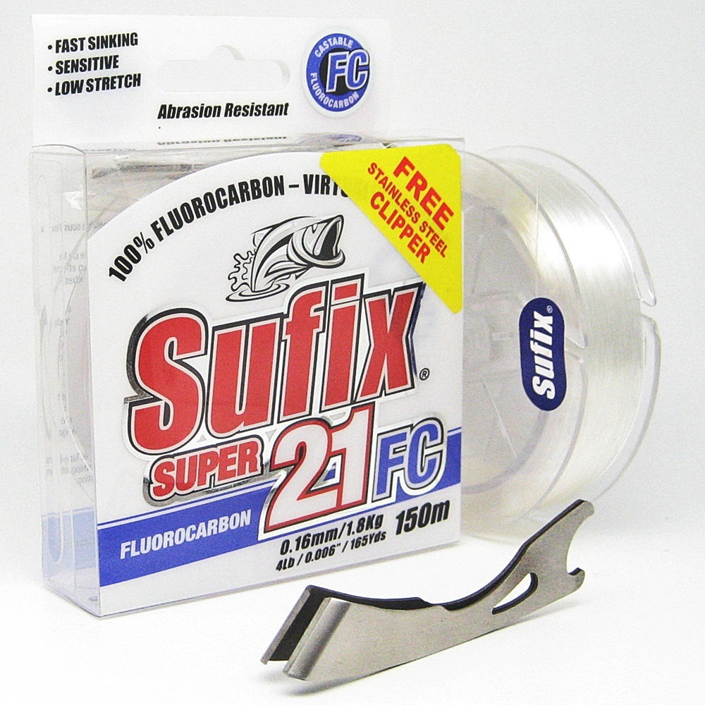 Леска SUFIX Super 21 Fluorocarbon прозрачная 150 м 0.16 мм 1.8 кг с кусачками  #1