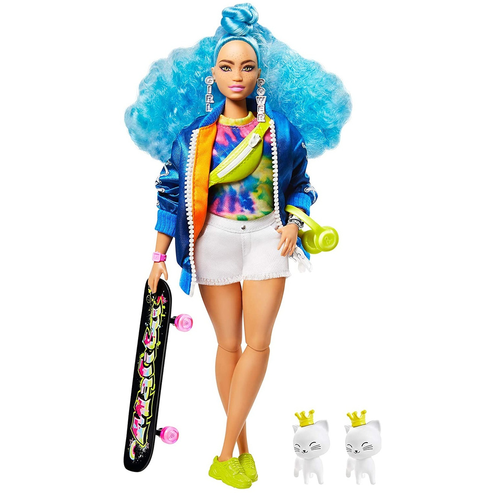 Кукла Барби Экстра - Голубые кудри (Barbie Extra Doll Curvy in Zippered Bomber Jacket)  #1