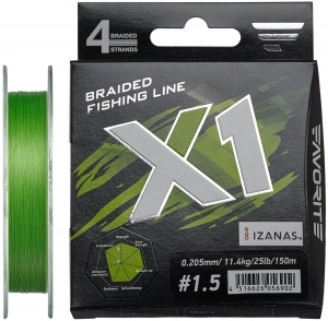 Шнур Favorite X1 PE 4x 150m (light green) #0.6/0.128mm 5.4kg/12lb #1