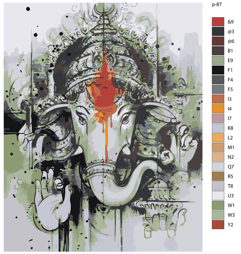 Картина по номерам, 40 x 50, IIIR-p-87, индийский слон, ганеша, "Живопись по номерам", набор для раскрашивания, #1