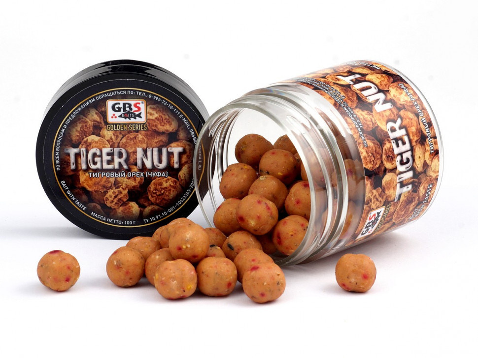 Бойлы GBS насадочные Tiger Nut Тигровый орех 15мм (100 г, банка) #1