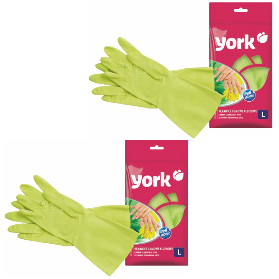 Перчатки резиновые Алоэ YORK, размер: L, комплект: 2 пары, цвет: зеленый, 092140-2  #1